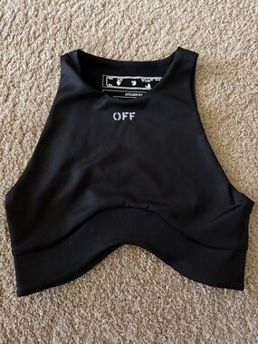 Off-White Black High-Neck Cropped Tank with Logo